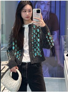 모조 다이아몬드 여자 레이디 뜨개기 가디건 스웨터 재킷 짧은 디자이너 고급 공장 도매 가격 MM2931
