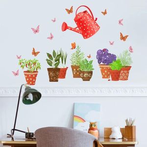 Wall Stickers Pastoral Plant Bonsai Sticker FlowersHome Decor Bedroom Living Room Decoration Window Kitchen Waterproof Decal