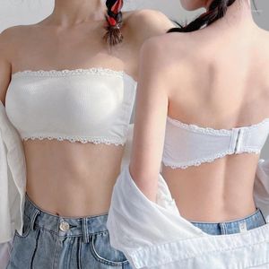 BRAS Tatlı Dantel Straplez Sütyen Slip Non Slip Camisole kızlar için yumuşak görünmez güzel güzel arka şok geçirmez yel iç çamaşırı çok yönlü iç çamaşırı