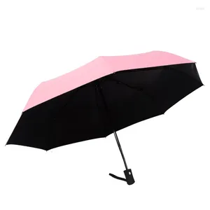 Paraplyer Pure Color Folding Paraply Men Business Windproect Anti-UV Anti-Sun Female Travel på Trip Parasol Accessories