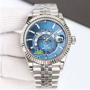 Novo homem relógio masculino relógios de pulso mecânico automático para homem papel skydweller à prova dwaterproof água safira movimento borracha banda ouro