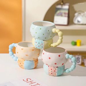 Mugs Creative Polka Dot Ceramic Water Cup 420ml Large Capacity Breakfast Oatmeal Milk Mug Gift Simple Household Coffee