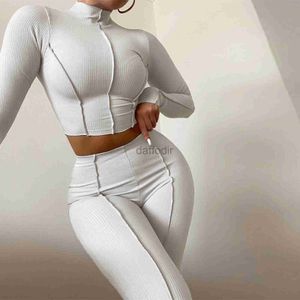 Tracki kontrastowe kobiety Bodycon Bodycon Sports Ostatnie stroje białe chude ubrania streetwearu BodyCon 24318