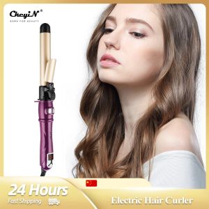 Irons CKEYIN LCD Digital Auto Rotary Rotary Hair Curler Tourmaline Ceramic Rotating Roller Wavy Magic Curling Wand Irons Szybki styl ogrzewania