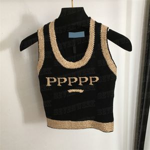 Sequin Embroidered Knitted Tank Top Womens Clothing Designer Jacquard Letter Knits Tees Hip Hop T Shirts Streetwear