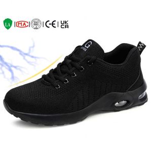 HBP Non-Brand Manufacturer Supply Cheap Price Finely Processed Flying Weaving Knit Eds Work Anti-Static Safety Shoes