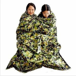 Kamouflage överlevnad akut sovsäck hålla varm vattentät mylar första hjälpen akut filt varm utomhus camping sovsäckar ll