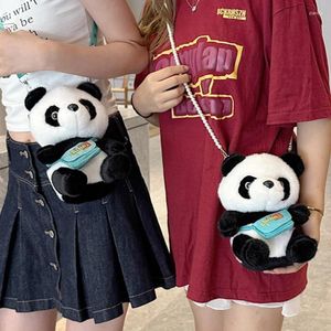 Axelväskor panda kvinnor väska söt tecknad 3d plysch crossbody kvinnlig vinter varm fluffig messenger telefon satchel påse