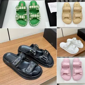 tacchi firmati Sandali donna Ciabatte trapuntate sandalo papà Plate-forme chaussure Scarpe in vera pelle di cristallo Piattaforma Pantofole da spiaggia estive Infradito 10A alta qualità