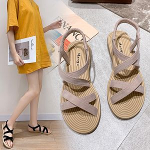 Fairy Wind Sandals Womens Summer Popular New Fashion Lace-up Roman Shoes Flat Female Shoes Korean Casual Slippers Tide for Woman A006