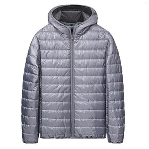 Jaquetas masculinas 2024 outono inverno homens parkas à prova de vento quente peso leve casual homens algodão juventude sólida com capuz para baixo jakcet casaco masculino