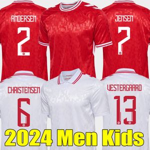 2024 Maglia da calcio Danimarca Euro 24 25 ERIKSEN HOME ROSSO AWAY BIANCO VESTERGAARD HOJBJERG CHRISTENSEN ANDERSEN OLSEN BRAITHWAITE DOLBERG uomo bambini magliette da calcio