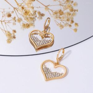 Brincos de garanhão na moda conjunto com diamantes coração para mulheres oco moda cristal strass bling jóias finas