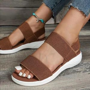 Casual Sandals for Women Elastic Band Flat Sandals Summer Outdoor Leisure Beach Shoes Women Comfort Sandals Fisherman