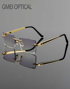 GMEI Optical Fashionable Frameless Titanium Eloy Glasses Plain Lenses Diamond Cutting Rimless Inga Diopters Eyeglasses3517400