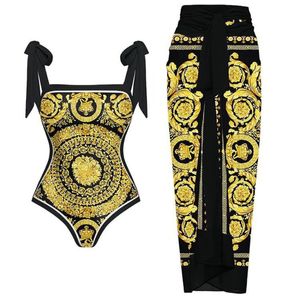 Costume da bagno da donna Costume da bagno retrò da donna Gonna 2 Set da due pezzi Donna Oro senza schienale Abito da spiaggia vintage da vacanza Costume da bagno di design femminile Abbigliamento da surf estivo