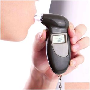 Alcoholism Test Lcd Display Digital Alcohol Tester Professional Police Alert Breath Device Breathalyzer Analyzer Detector Df Drop Deli Dhdaa