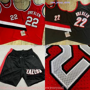 Klasik Retro Otantik Nakış 1983-84 Basketbol 22 Clyde Drexler Jersey Retro Kırmızı Siyah Gerçek Dikişli Nefes Alabilir Spor Yüksek Kaliteli Adam Gömlek