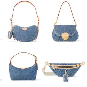 Högkvalitativ lyxväska Vintage Denim Bag Women Crossbody Bag Hobo Shoulder Bow Denim Flower Letter Messenger Wallet Wallet Lady Shopping Wallet Dhgate