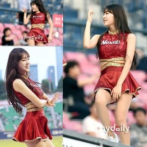 Cheerleading Uniforms Korean Style Women Girls Sequins Patchwork Jazz Dance Ceremony Stage Performance Costumes Group Suits 240305