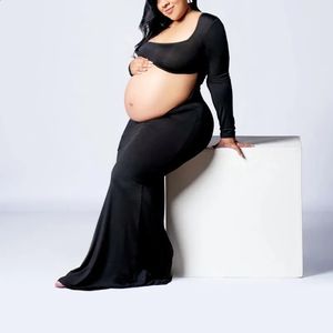 Vestidos de maternidade para po shoot sexy corte frente aberta sem costas maxi vestido festa de casamento pogal roupas de mulheres grávidas 240309