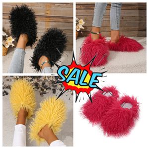 2024 Low price Slippers womens furry slides sandals fur pink fluffy flat warm sandal outdoor shoes slippers GAI 36-49