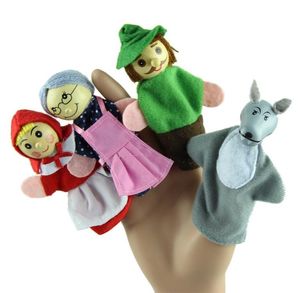 FedEx Ship Little Red Riding Hood Finger Puppets Toys 4 PCSset The Wolf Finger Puppets Education Toys Storytelling Dolls2529707