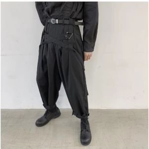 Hosen Herrenhosen Verband Hahnen der neunminütigen Hosen Hip Hop Wide Leg Hosen Bühne japanischer Yamamoto -Stil Punk Gothic Trend