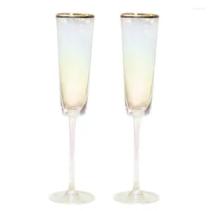 Vinglas 150 ml Champagne Flutes Gold Rimmed Sparkling Crystal Glass Triangle Cup European Style Tall Tall