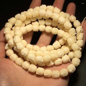 Strand Chifres Esculpidos à Mão Sorriso Buda Maitreya Através de Pulseira de Jade