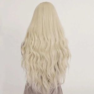 Synthetic Wigs Women Long Fashion Blonde Wavy Curly Full Wig Cosplay Party Princess Hair Style 240318