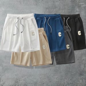 Calças masculinas verão solto ajuste waffle grid shorts para homens tamanho grande casual com cinco bolsos