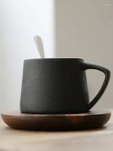 Mugs Handmade Ceramic Cup Coffee Mug Creative Water With Plate Spoon Set Breakfast Milk