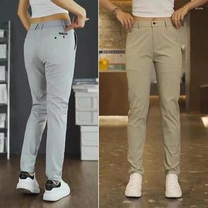 Męskie spodnie 2024 Summer Casual Men All-Match Prosta noga Lekka czarna czarna khaki stretch talia szczupłe spodnie