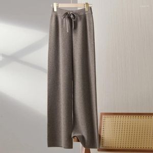 Women's Pants High-waist Cashmere Wide-leg Casual Pure Wool Mop Wear Knitted In Autumn And Winter.