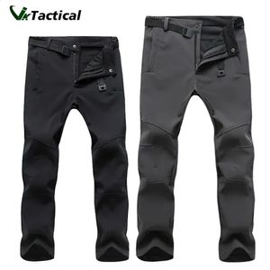 Winter Softshell Thermal Hiking Pants Tactical Mens Fleece Cargo Waterproof Warm Work Trousers 240226