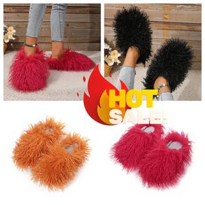 New Slippers womens furry slides sandals fur pink fluffy flat sandal indoor shoes slippers GAI loiw price