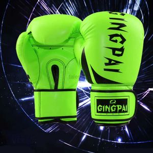 Equipamento de proteção Kick Boxing mma Luvas de couro PU guantes de boxeo Muay Thai karate taekwondo Luva de boxe de treinamento (verde/amarelo/laranja/) yq240318