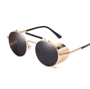 Retro steampunk óculos de sol óculos redondos designer vapor punk metal escudos óculos de sol das mulheres dos homens uv400 gafas de sol5618911