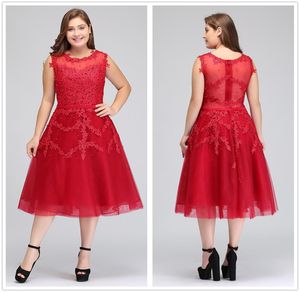 Prawdziwy obraz Red Red Lace Short Cocktail Sukienki Tiul Koronki Kolano Długość Linia Formalne imprezowe sukienki wieczorowe CPS2988153085