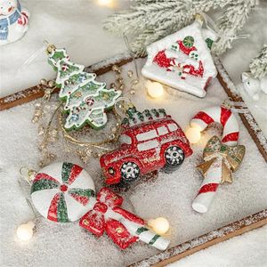 クリスマスの装飾木の装飾装飾品サンタクロース雪だるまキャンディケインロリポップハンギングペンダントノルディッククリスマスパーティーの装飾用品