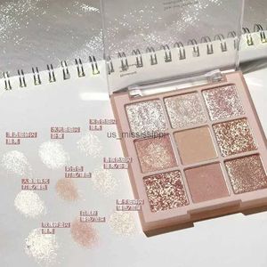 Lidschatten 9-Farben-Glitzer-Lidschatten-Palette Rosa Perlmutt-Lidschatten-Palette Koreanische charmante Augen-Make-up-Palette Glänzende Lidschatten-AugenpigmenteL2403