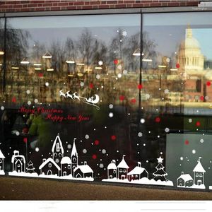 Party Decoration Wall Stickers Christmas Ice and Snow Town Shop Window Glass Door Warm Romantic Decorations
