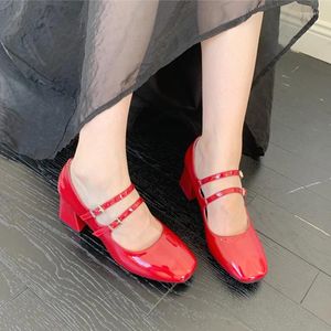 Dress Shoes Lolita Women's Pumps Japanese For Women Vintage Girls Students Uniform High Heels Platform Cosplay Black Red