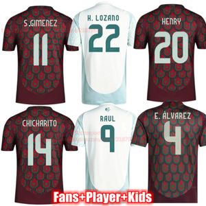 S.ギメネスメキシコサッカージャージ2024 E. Alvarez Lozano Chicharitoファンバージョンバージョンサッカーシャツ男性女性メキシカンユニフォームトップタイの品質ホームアウェイキットセット