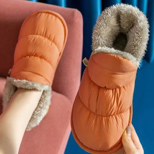 Botlar Kış Sıcak Peluş Terlik Erkekler için Kadınlar Down Pamuk Ayakkabı İç Mekan Yağmur Değil Bez Büyük Boyut 48 Unisex Ev İçin En İyi Terlik