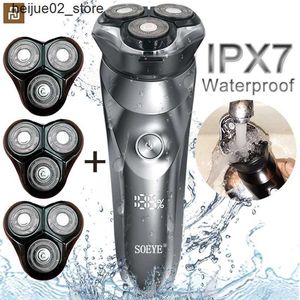 Electric Shavers Mens electric shaver intelligent shaver for beard timer IPX7 waterproof wet dry shaver Q240318