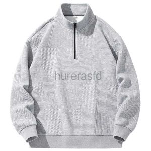 Erkek Hoodies Sweatshirts Hoodie Sonbahar Yarım Belvek Fermuarı Gevşek Sweatshirt Katı Twist Desen Sıradan Sweatshirt Unisex Street Giyim 24318