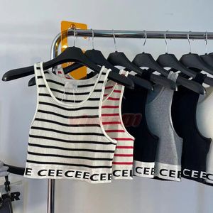 Bayan Tank Top Camis Tasarımcıları Örgü Yelek Sweaters T Shirts Tasarımcı Çizgili Mektup Kolsuz Üstler Knits Moda Stil Bayanlar Tees Boyut S-L