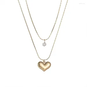 Pendant Necklaces Fashion Stainless Steel Double Layer Heart Necklace for Women Choker Party Jewelry CCN22506